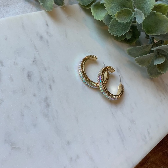 The Dae - Iridescent Stone Gold Hoops - Picture 2 of 7